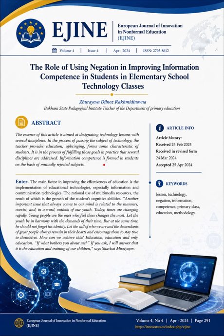 The Role of Using Negation in Improving Information Competence in Students in Elementary School Technology Classes — muqova
